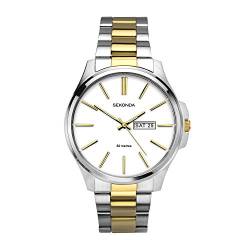 SEKONDA Unisex Datum klassisch Quarz Uhr mit Edelstahl Armband 1439.27 von SEKONDA