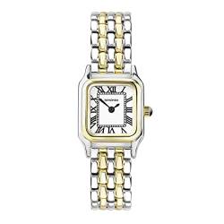 Sekonda 40125 Damen-Armbanduhr, analog, achteckig, zweifarbig, weißes Zifferblatt mit römischen Ziffern, Zweifarbig, Armband von SEKONDA
