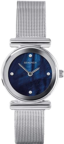 Sekonda Damen-Armbanduhr, analog, Quarz, blaues Zifferblatt, Milanaise-Armbanduhr, 40344 von SEKONDA