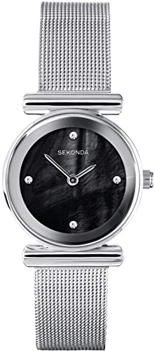 Sekonda Damen-Armbanduhr, analog, Quarz, schwarzes Zifferblatt, Milanaise-Armbanduhr, 40345 von SEKONDA