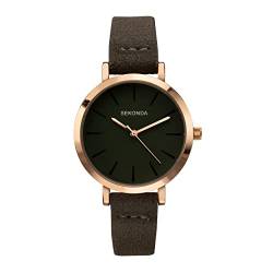 Sekonda Damen Quarzwerk Armbanduhr, 37.00mm GehäusegröÃŸe mit grün analog Zifferblatt und grün Kunstleder Armband 40300 von SEKONDA