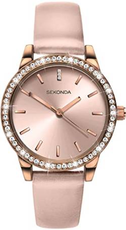 Sekonda Editions Damen Analog Quarz Uhr mit rosegoldenem Gehäuse und Nude Armband 40333 von SEKONDA