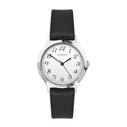 Sekonda Klassische Damen-Armbanduhr mit weißem Zifferblatt, Analog-Anzeige und schwarzem Armband, Schwarz , Riemen von SEKONDA