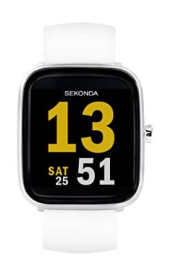 Sekonda Motion 36 mm Smartwatch mit Herzfrequenz- und Schlafüberwachung, tägliche Aktivität, Sport, Musik, Wetter- und Nachrichtenfunktionen, mit Gummiband. von SEKONDA