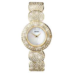 Seksy Wrist Wear by SEKONDA Damen Armbanduhr mit Perlmutt Zifferblatt Analog-Anzeige und Goldfarbene Armband 4857 Breite 37 cm von SEKONDA