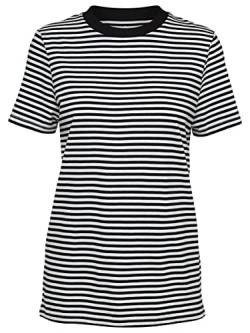 SELECTED FEMME Damen SFMY Perfect SS Tee-Box Cut-STRI. NOOS T-Shirt, Mehrfarbig (Black Stripes:Snow White), 34 (Herstellergröße: XS) von SELECTED FEMME