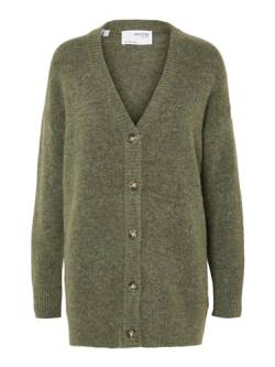 SELECTED FEMME Damen SLFMALINE LS Knit Long Cardigan NOOS Strickjacke, Dusky Green/Detail:Melange, XS von SELECTED FEMME