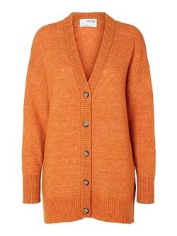 SELECTED FEMME Damen SLFMALINE LS Knit Long Cardigan NOOS Strickjacke, Marmalade/Detail:Melange, XL von SELECTED FEMME