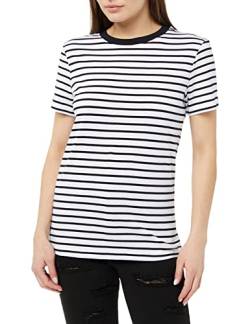 SELECTED FEMME Damen Slfmyessential Stripe O-neck Tee Noos T Shirt, Black/Stripes:bright White, XS EU von SELECTED FEMME