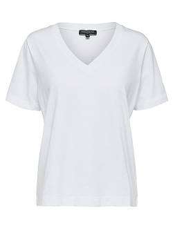 SELECTED FEMME Damen Slfstandard Ss V-Neck Tee Noos T-Shirt, Weiß (Bright White), 34 (Herstellergröße: XS) von SELECTED FEMME