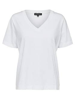 SELECTED FEMME Damen Slfstandard V-hals Tee Noos T Shirt, Bright White, L EU von SELECTED FEMME