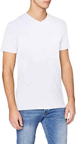 Herren Selected V-Ausschnitt T-Shirt | Einfarbiges Basic Kurzarm Shirt SLHNEWPIMA | Stretch Baumwolle, Farben:Weiß, Größe:S von SELECTED HOMME