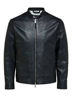 SELECTED HOMME Herren Slharchive Classic Leather Jkt W Noos Lederjacke, Schwarz, L EU von SELECTED HOMME