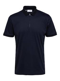 SELECTED HOMME Herren Slhfave Zip Ss Polo, Sky Captain, L von SELECTED HOMME