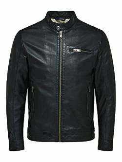 SELECTED HOMME Herren Slhiconic Classic Leather Jkt W Noos Lederjacke, Schwarz, L EU von SELECTED HOMME