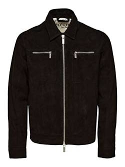 SELECTED HOMME Men's SLHARCHIVE Blouson Suede JKT W NOOS Wildlederjacke, Black, S von SELECTED HOMME