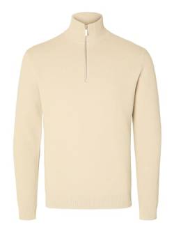 SELETED HOMME Herren SLHDANE LS Knit Structure Half Zip NOOS Strickpullover, Oatmeal, Medium von SELECTED HOMME