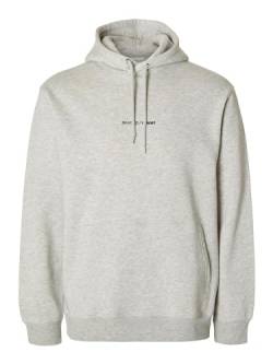 SELETED HOMME Herren SLHHANKIE Logo Hood Sweat NOOS Kapuzenpullover, Light Grey Melange, XL von SELECTED HOMME