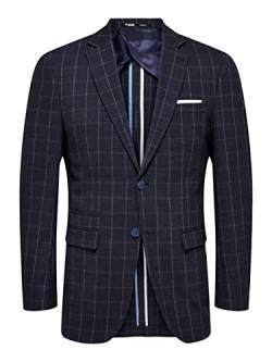 SELETED HOMME Herren Slhslim-oasis Linen Navy Chk Blz B Noos Sakko, Navy Blazer/Checks:check, 42 EU von SELECTED HOMME