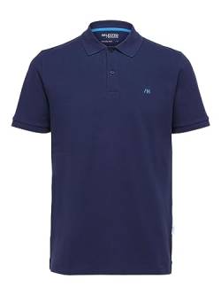 SELETED HOMME Men's SLHDANTE SS Polo W NOOS T-Shirt, Navy Blazer, M von SELECTED HOMME