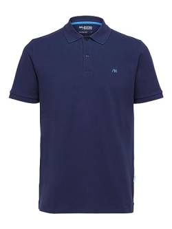 SELETED HOMME Men's SLHDANTE SS Polo W NOOS T-Shirt, Navy Blazer, S von SELECTED HOMME