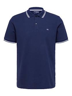 SELETED HOMME Men's SLHDANTE Sport SS Polo W NOOS T-Shirt, Navy Blazer, L von SELECTED HOMME