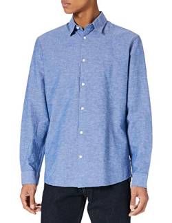 Selected Homme Herren SLHSLIMNEW-Linen Shirt LS W NOOS Hemd, Medium Blue Denim, L von SELECTED HOMME