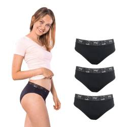 SELENACARE Periodenunterwäsche Classic (3er Multipack) - Menstruationsunterwäsche für Damen, waschbarer Slip, 100% vegan, nachhaltig, 25ml Aufnahme, Größe XL (44/46), schwarz von SELENACARE