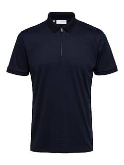 SELECTED HOMME Herren Slhfave Zip Ss Polo, Sky Captain, S von SELETED HOMME