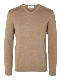 SELETED HOMME Herren SLHBERG LS Knit V-Neck NOOS Pullover, Teak/Detail:Melange, XX-Large von SELECTED HOMME