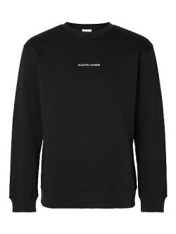 SELETED HOMME Herren SLHHANKIE Logo Crew Neck Sweat NOOS Sweatshirt, Black, XL von SELECTED HOMME