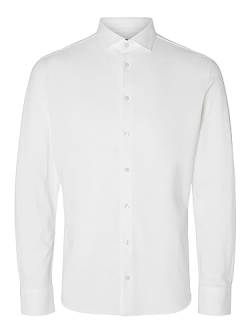 SELETED HOMME Herren SLHSLIMBOND-Pique Knit-Shirt LS NOOS Hemd, Bright White, L von SELETED HOMME