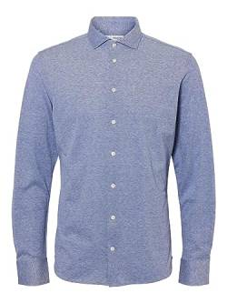 SELETED HOMME Herren SLHSLIMBOND-Pique Knit-Shirt LS NOOS Hemd, Cashmere Blue, XL von SELECTED FEMME