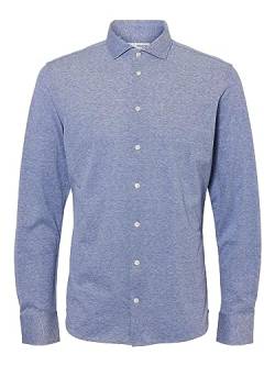 SELETED HOMME Herren SLHSLIMBOND-Pique Knit-Shirt LS NOOS Hemd, Cashmere Blue, XXL von SELETED HOMME