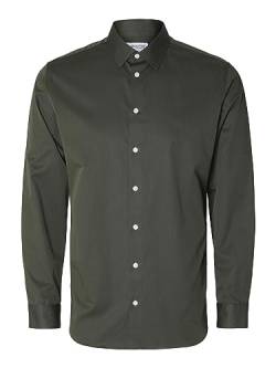 SELETED HOMME Herren SLHSLIMETHAN Shirt LS Classic NOOS Hemd, Forest Night/Detail:W. Black, M von SELETED HOMME
