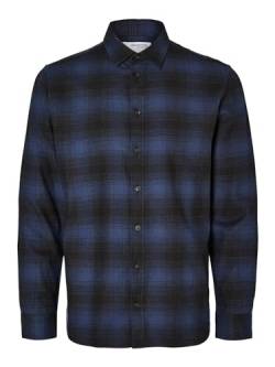 SELETED HOMME Herren SLHSLIMOWEN-Flannel Shirt LS NOOS Flanellhemd, Sky Captain/Checks:Faded, M von SELETED HOMME