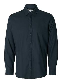 SELETED HOMME Herren SLHSLIMOWEN-Flannel Shirt LS NOOS Hemd, Dark Sapphire/Detail:Solid, L von SELETED HOMME