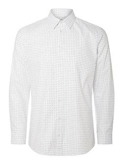 SELETED HOMME Herren SLHSLIMSOHO-Ethan Shirt LS NOOS Hemd, White/AOP:Small AOP, M von SELETED HOMME