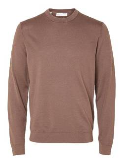 SELETED HOMME Herren SLHTOWN Merino Coolmax Knit Crew NOOS Strickpullover, Peppercorn/Detail:Melange, Medium von SELETED HOMME