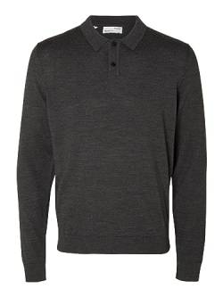 SELETED HOMME Herren SLHTOWN Merino Coolmax Knit Polo NOOS Pullover, Medium Grey Melange, XX-Large von SELETED HOMME