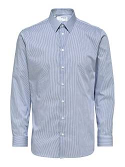 SELETED HOMME Herren Slhslimnathan-stripe Shirt Ls B Noos Hemd, Deep Ultramarine/Stripes:stripes, M EU von SELETED HOMME