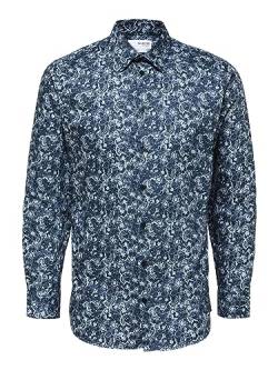 SELETED HOMME Herren Slhslimsoho-Ethan-AOP Shirt Ls B Noos Hemd, Moonlit Ocean/AOP:AOP, S EU von SELETED HOMME