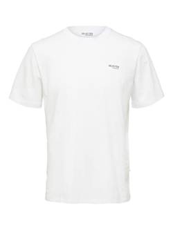 SELETED HOMME Men's SLHASPEN Logo SS O-Neck Tee W NOOS T-Shirt, Bright White, L von SELETED HOMME
