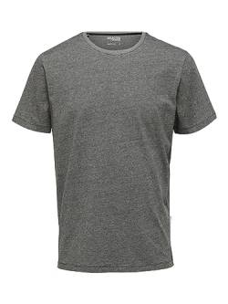 SELETED HOMME Men's SLHASPEN Mini STR SS O-Neck Tee W NOOS T-Shirt, Black/Stripes:Light Grey, L von SELETED HOMME