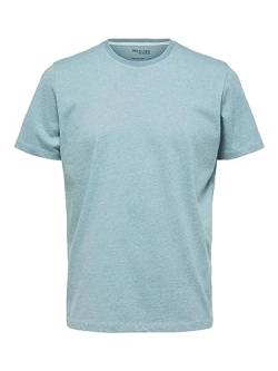 SELETED HOMME Men's SLHASPEN Mini STR SS O-Neck Tee W NOOS T-Shirt, Harbor Gray/Stripes:Colonial Blue, L von SELETED HOMME