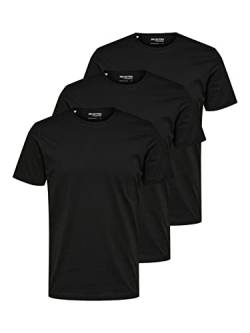 SELETED HOMME Men's SLHAXEL SS O-Neck Tee W 3 Pack NOOS T-Shirt, Black, M von SELETED HOMME