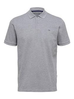 SELETED HOMME Men's SLHDANTE SS Polo W NOOS T-Shirt, Medium Grey Melange, XXL von SELETED HOMME