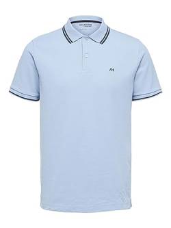 SELETED HOMME Men's SLHDANTE Sport SS Polo W NOOS T-Shirt, Skyway/Detail:Melange, L von SELETED HOMME