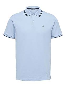 SELETED HOMME Men's SLHDANTE Sport SS Polo W NOOS T-Shirt, Skyway/Detail:Melange, XL von SELETED HOMME