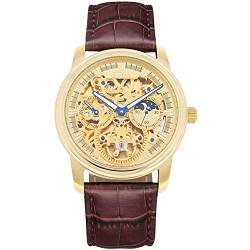 SELVA Herren-Armbanduhr ‚Ramon‘ – Tourbillon-Stil – Sonne/MOND-Phase – Automatik – IP-vergoldetes Edelstahlgehäuse – Gehäuse-Ø: ca. 43,5 mm – Geliefert Geschenkbox von SELVA